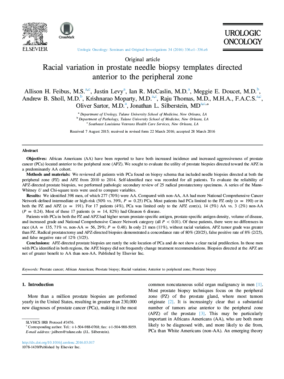 Racial variation in prostate needle biopsy templates directed anterior to the peripheral zone