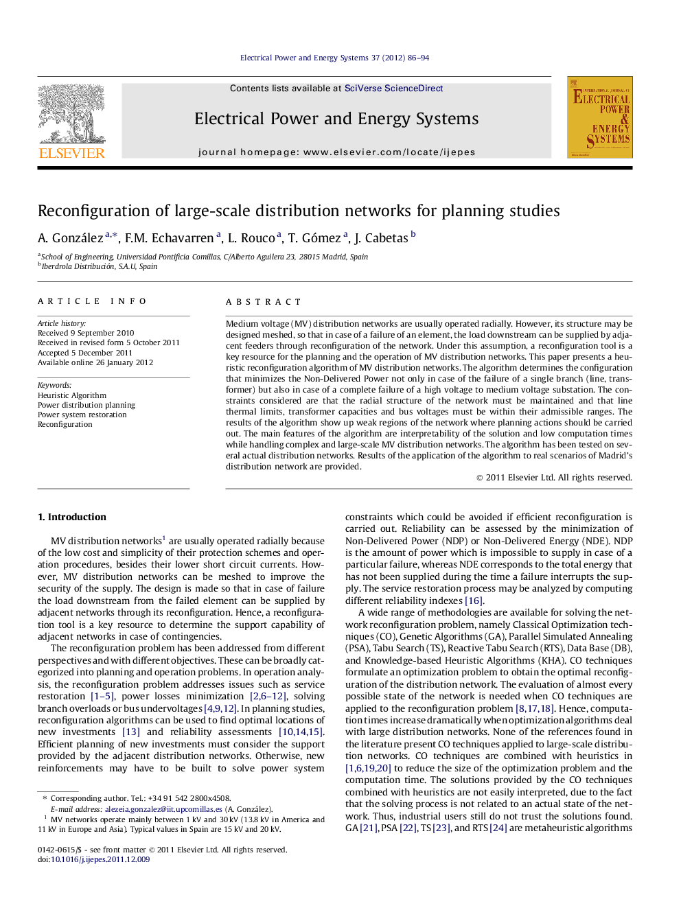 Reconfiguration of large-scale distribution networks for planning studies