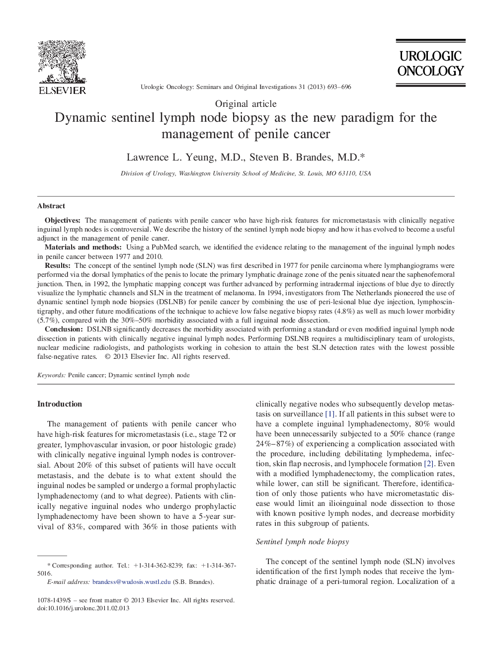 Dynamic sentinel lymph node biopsy as the new paradigm for the management of penile cancer