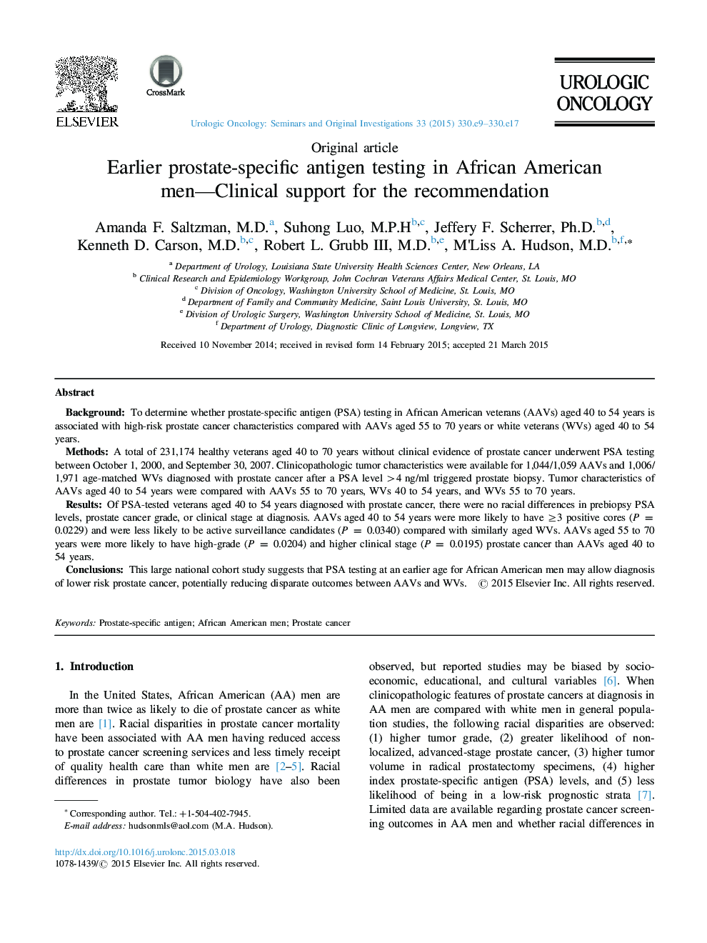 پیش از آن تست آنتی ژن خاص پروستات در مردان آفریقایی آمریکایی حمایت بالینی از توصیه 