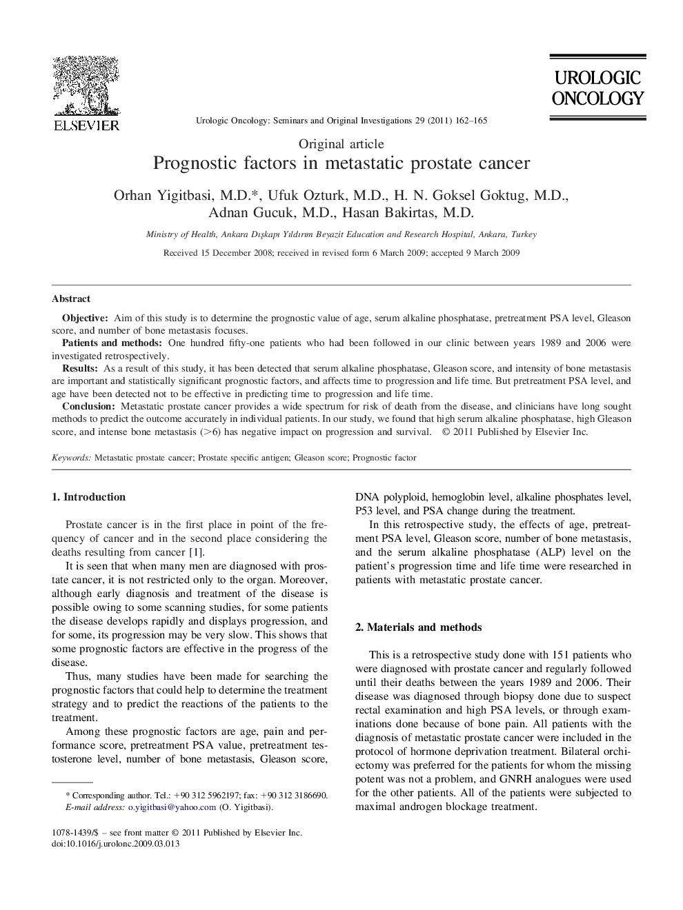 عکس صفحه اول مقاله: Prognostic factors in metastatic prostate cancer Prognostic factors in metastatic prostate cancer