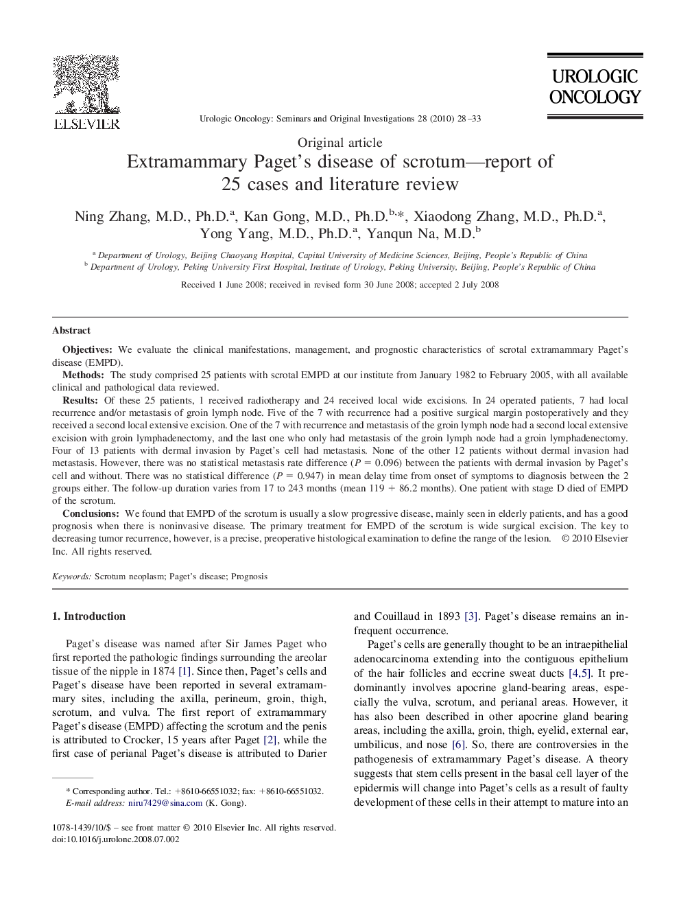 Extramammary Paget's disease of scrotum—report of 25 cases and literature review