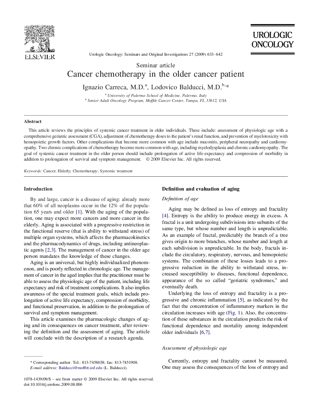 Cancer chemotherapy in the older cancer patient