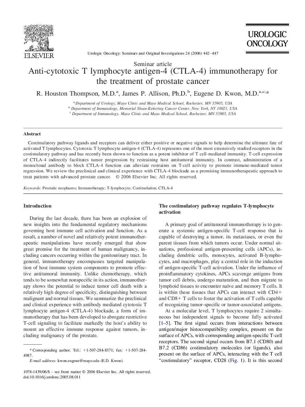 Anti-cytotoxic T lymphocyte antigen-4 (CTLA-4) immunotherapy for the treatment of prostate cancer