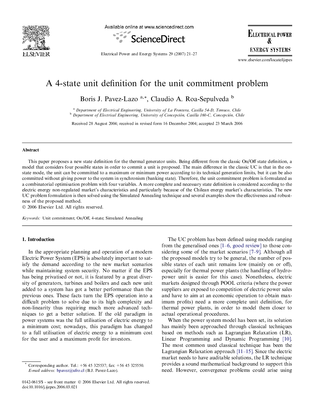 A 4-state unit definition for the unit commitment problem