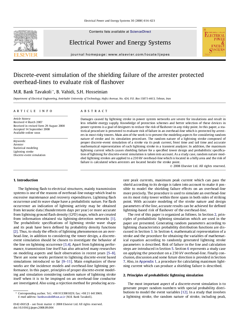 Discrete-event simulation of the shielding failure of the arrester protected overhead-lines to evaluate risk of flashover