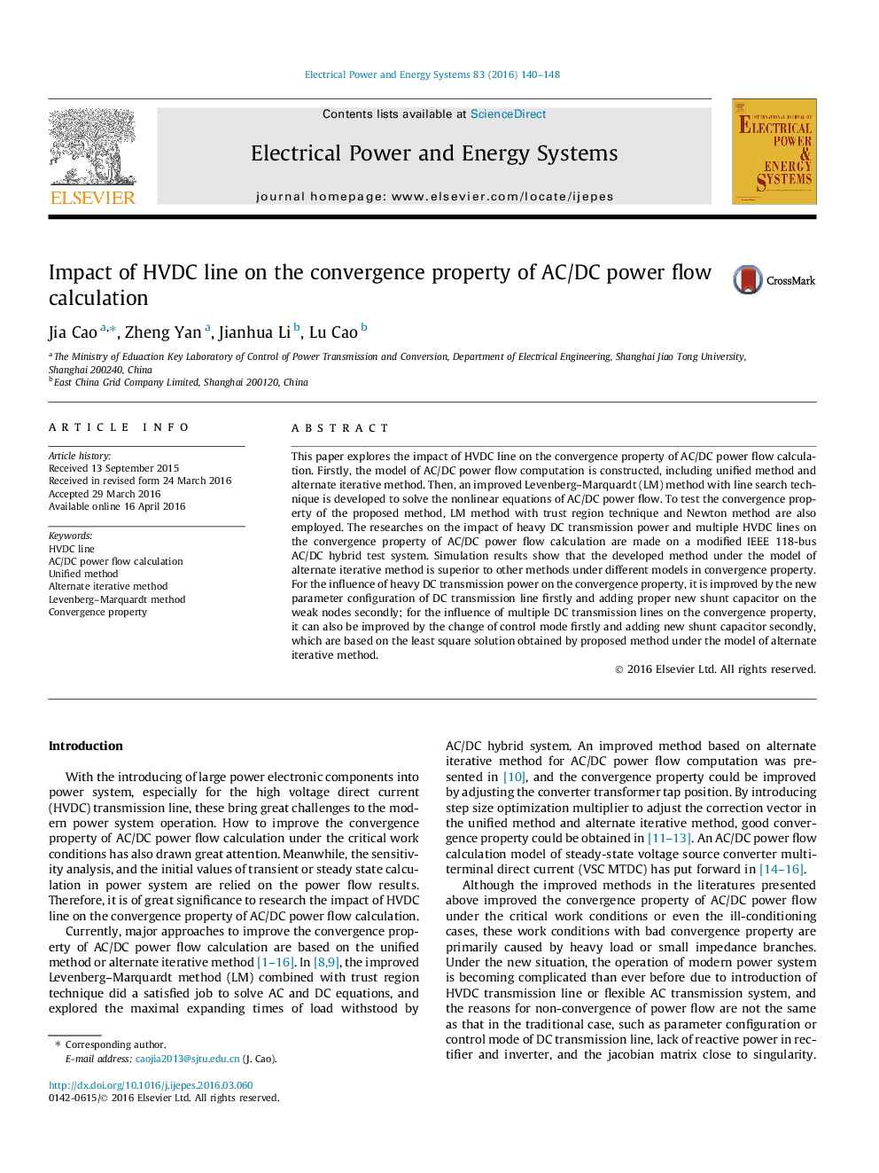 Impact of HVDC line on the convergence property of AC/DC power flow calculation