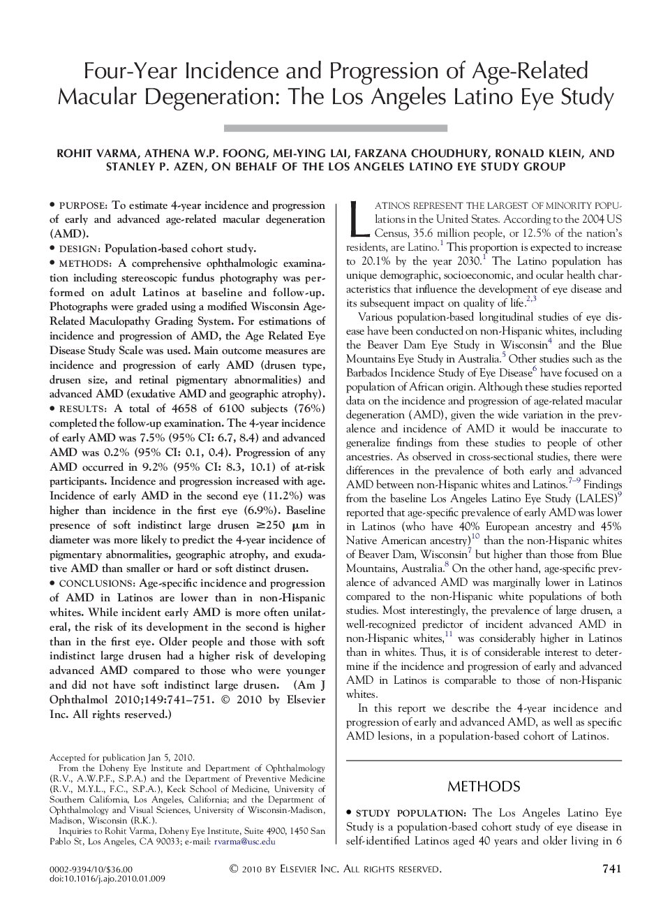 Four-Year Incidence and Progression of Age-Related Macular Degeneration: The Los Angeles Latino Eye Study