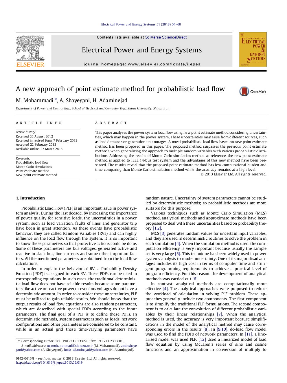 A new approach of point estimate method for probabilistic load flow