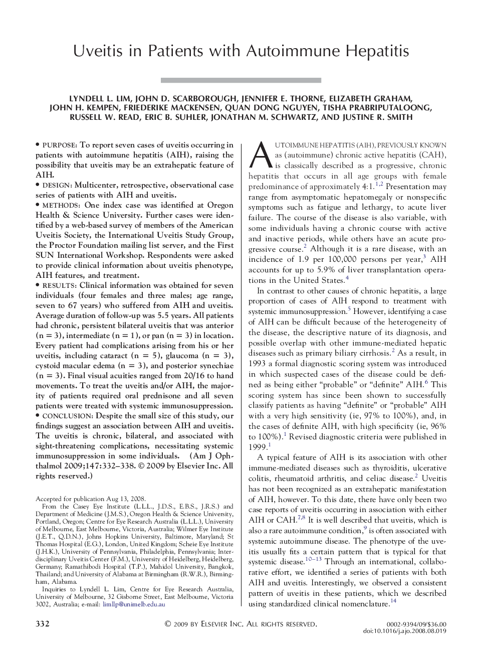 Uveitis in Patients with Autoimmune Hepatitis