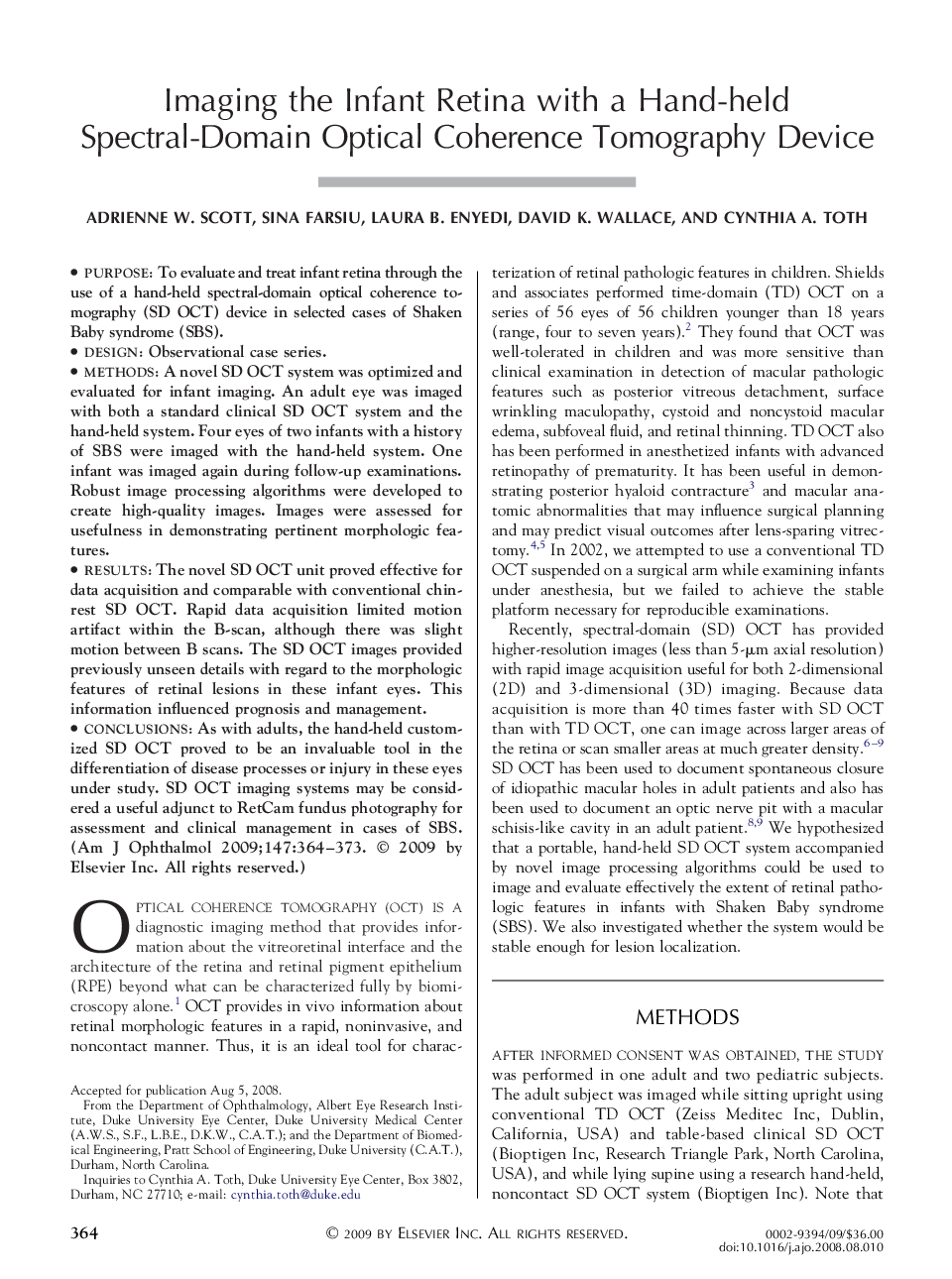 Imaging the Infant Retina with a Hand-held Spectral-Domain Optical Coherence Tomography Device