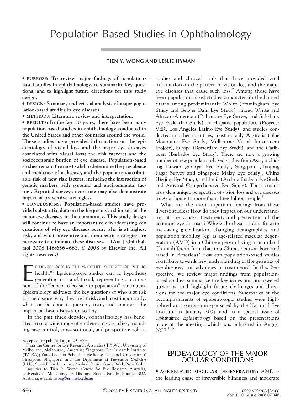 Population-Based Studies in Ophthalmology