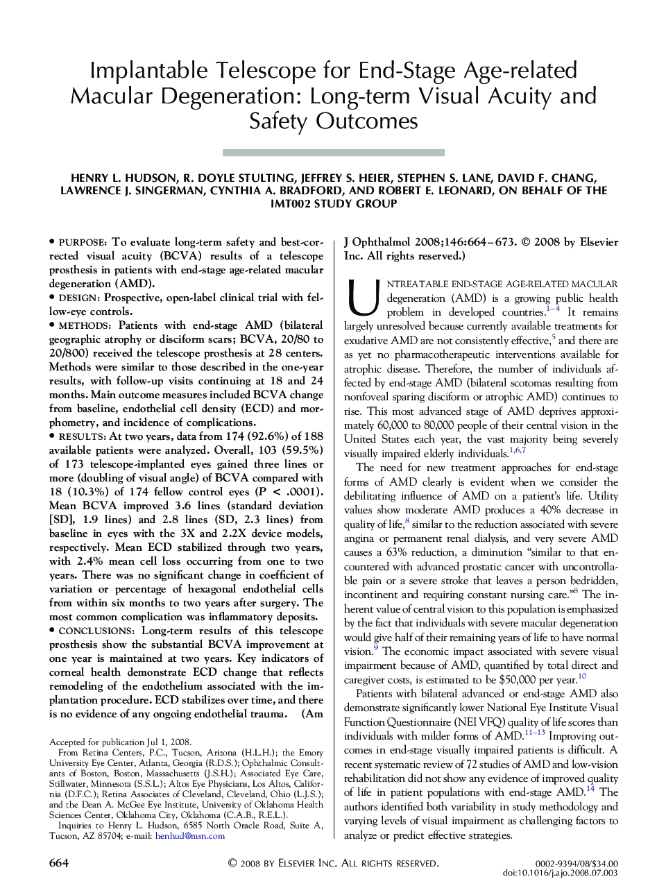 Implantable Telescope for End-Stage Age-related Macular Degeneration: Long-term Visual Acuity and Safety Outcomes