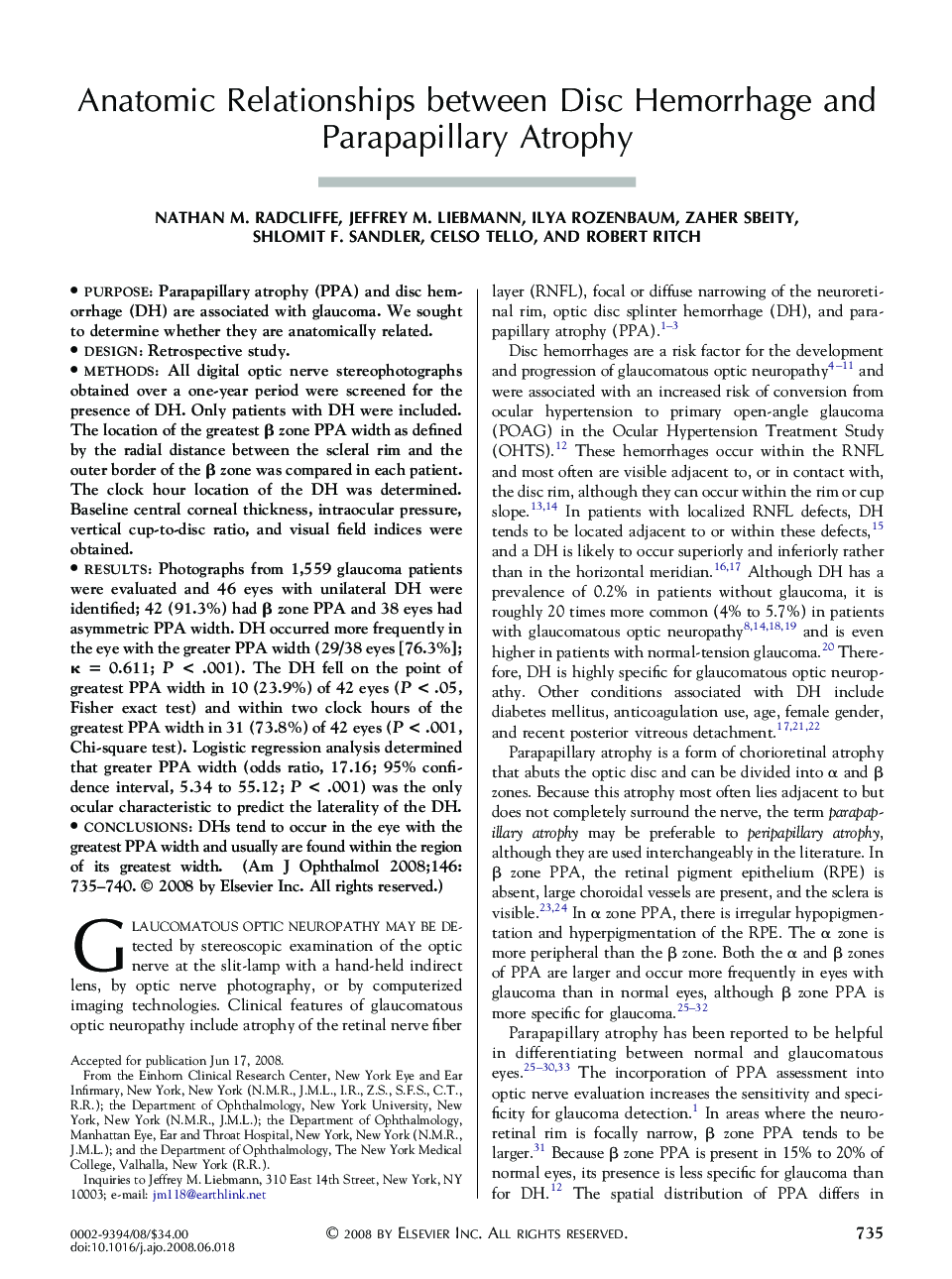 Anatomic Relationships between Disc Hemorrhage and Parapapillary Atrophy
