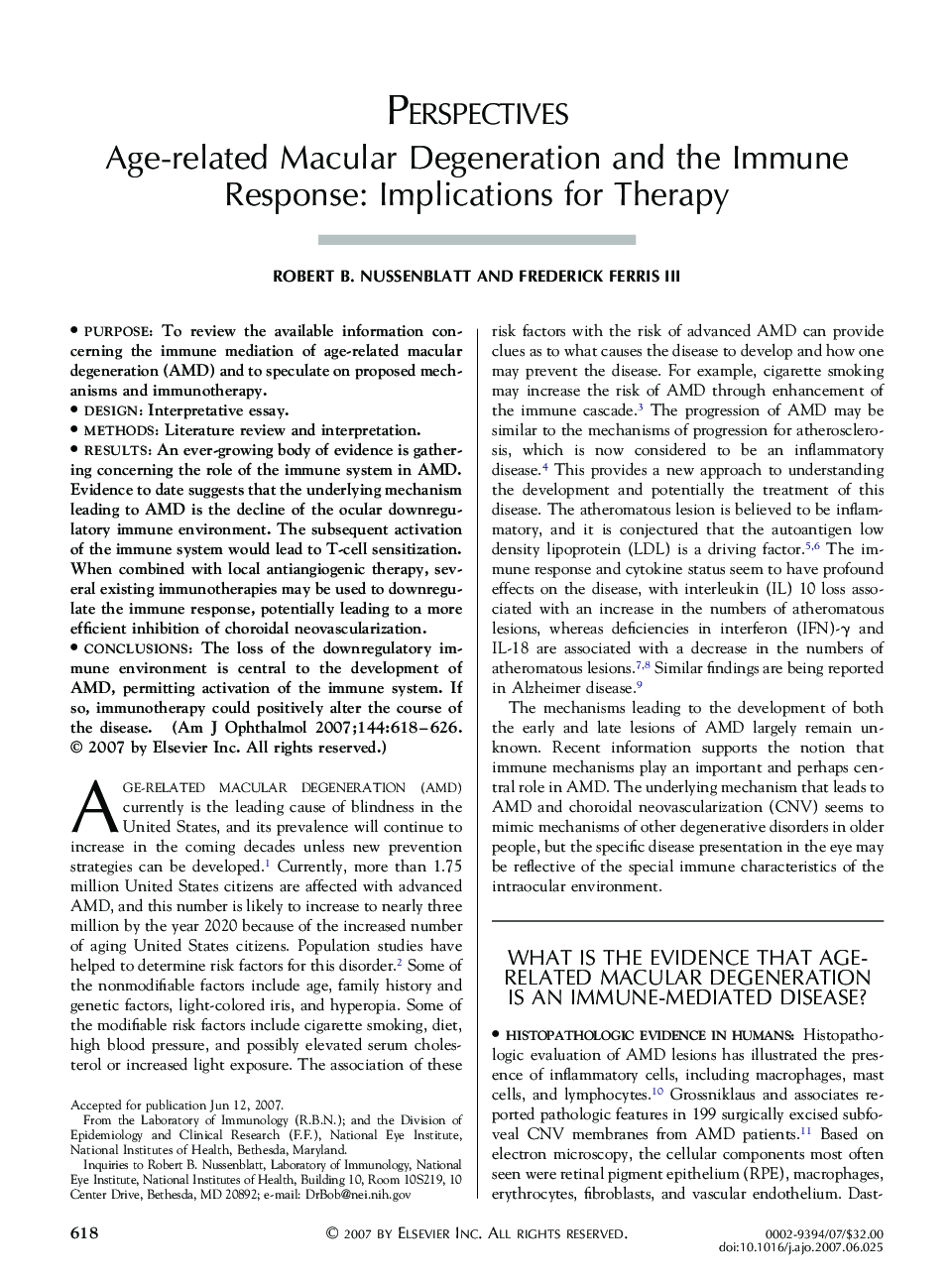 Age-related Macular Degeneration and the Immune Response: Implications for Therapy