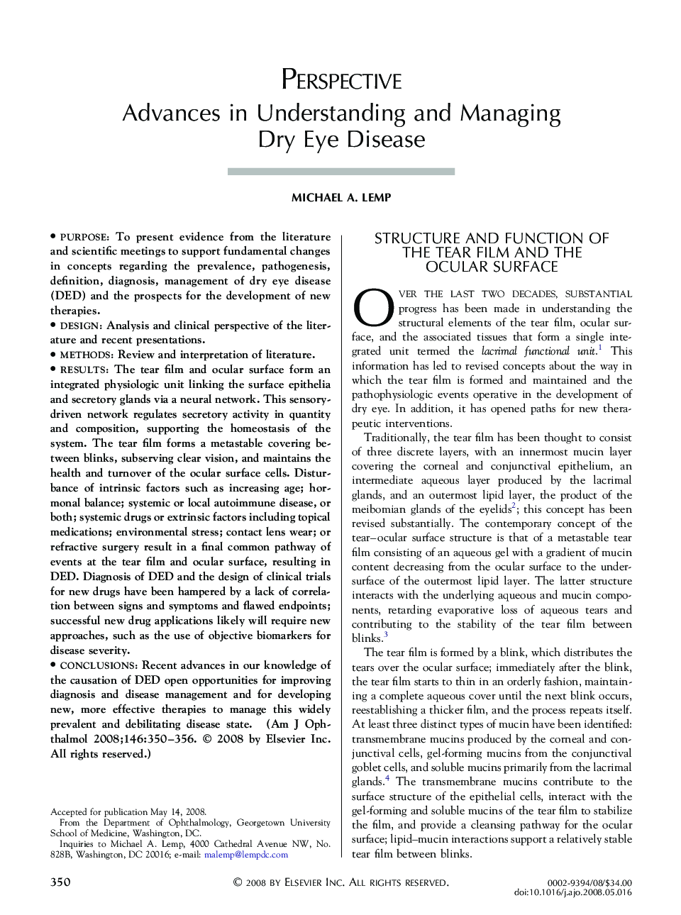 Advances in Understanding and Managing Dry Eye Disease