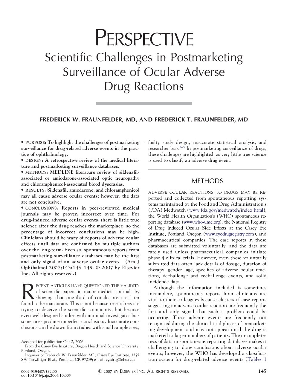 Scientific Challenges in Postmarketing Surveillance of Ocular Adverse Drug Reactions