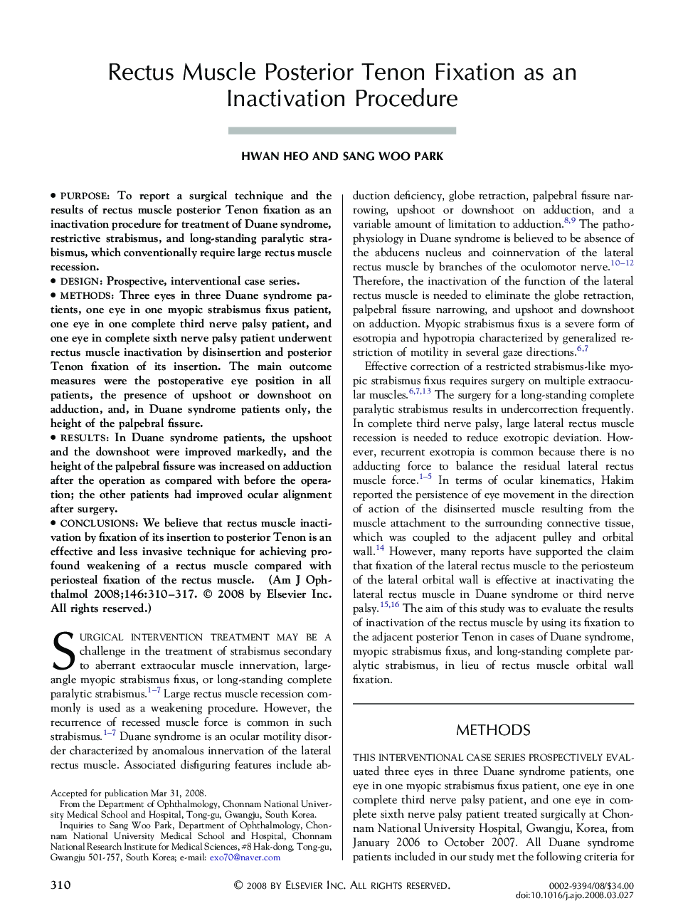 Rectus Muscle Posterior Tenon Fixation as an Inactivation Procedure