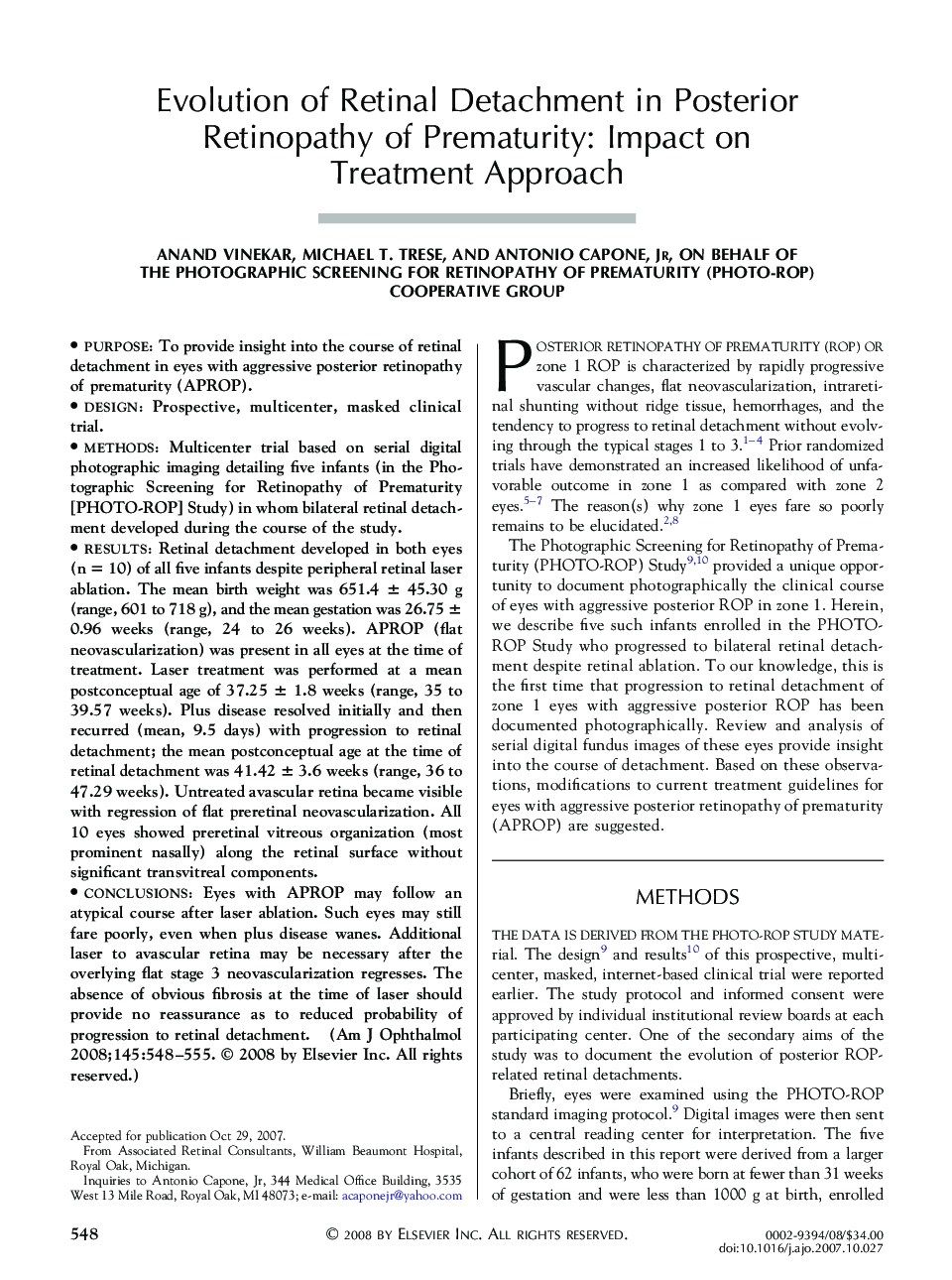Evolution of Retinal Detachment in Posterior Retinopathy of Prematurity: Impact on Treatment Approach