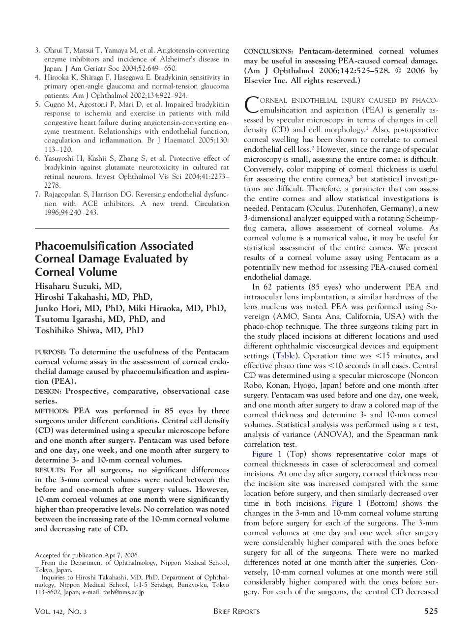 Phacoemulsification Associated Corneal Damage Evaluated by Corneal Volume