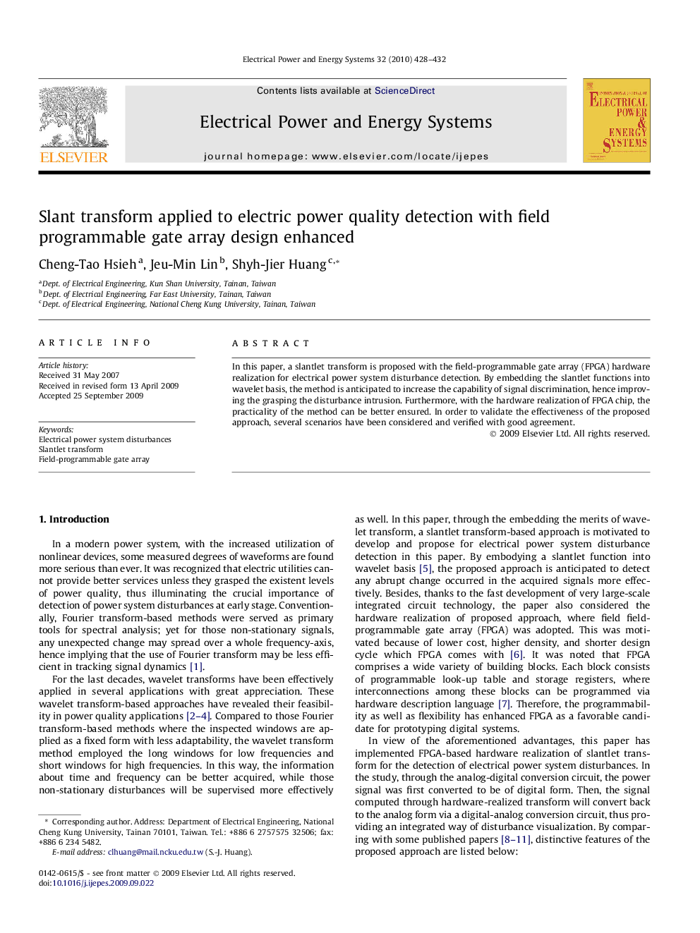 Slant transform applied to electric power quality detection with field programmable gate array design enhanced