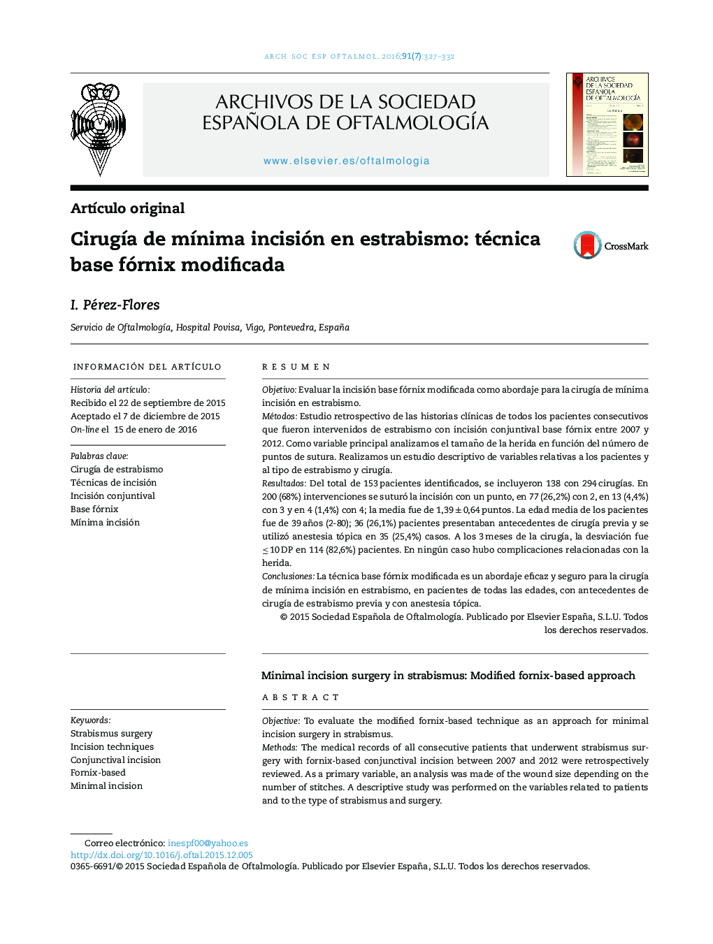 CirugÃ­a de mÃ­nima incisión en estrabismo: técnica base fórnix modificada