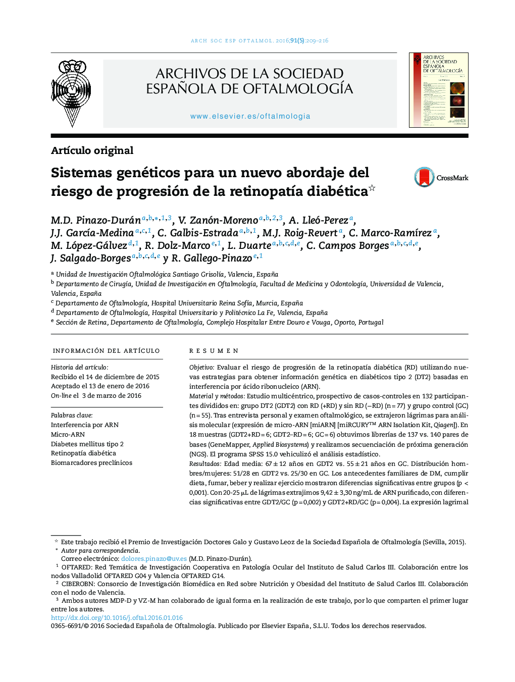 Sistemas genéticos para un nuevo abordaje del riesgo de progresión de la retinopatía diabética 