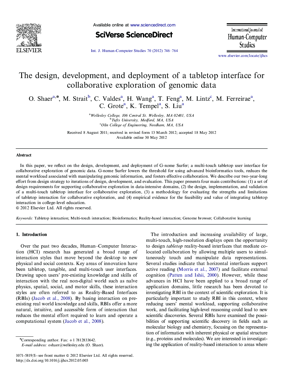 The design, development, and deployment of a tabletop interface for collaborative exploration of genomic data