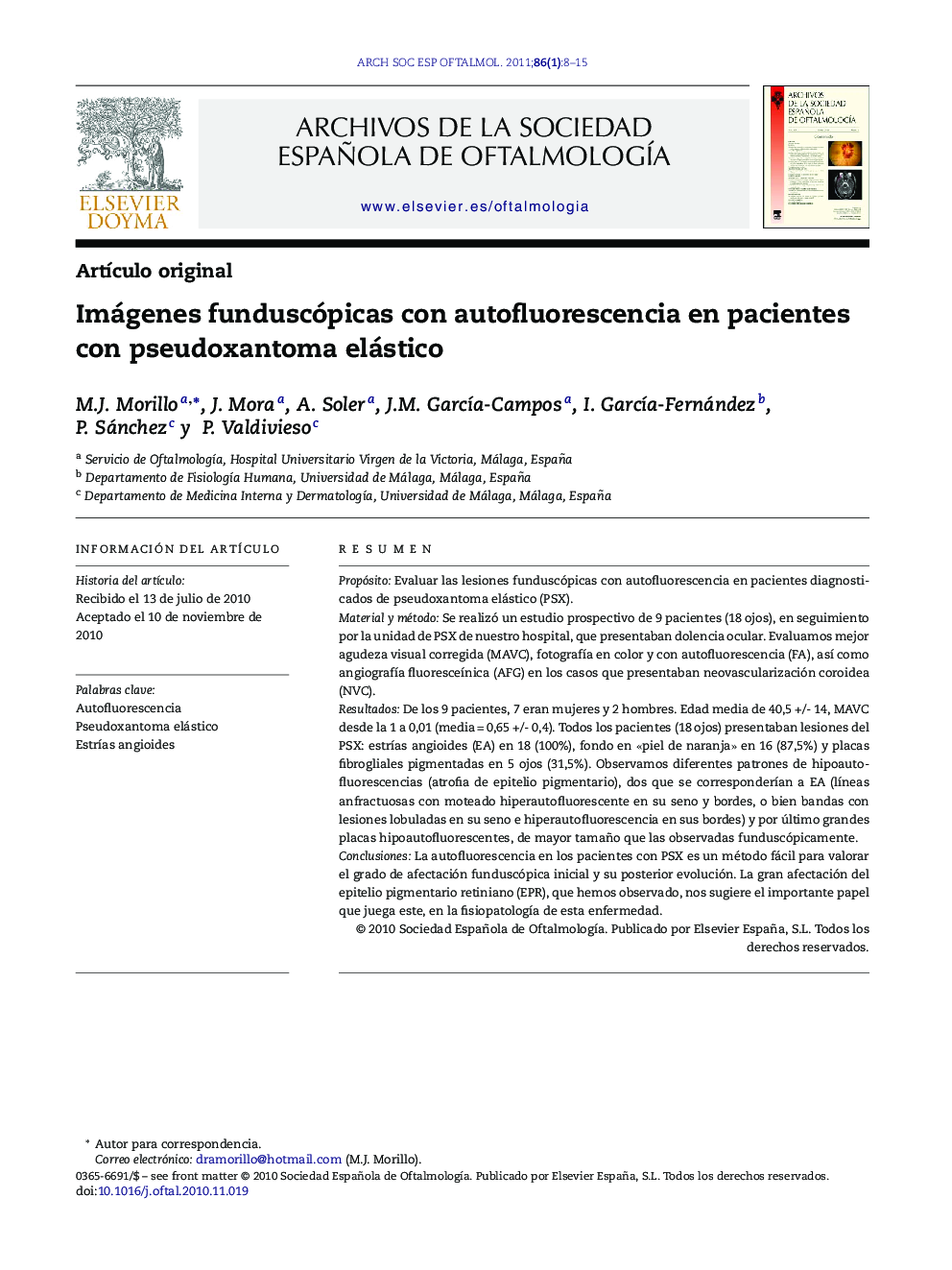 Imágenes funduscópicas con autofluorescencia en pacientes con pseudoxantoma elástico