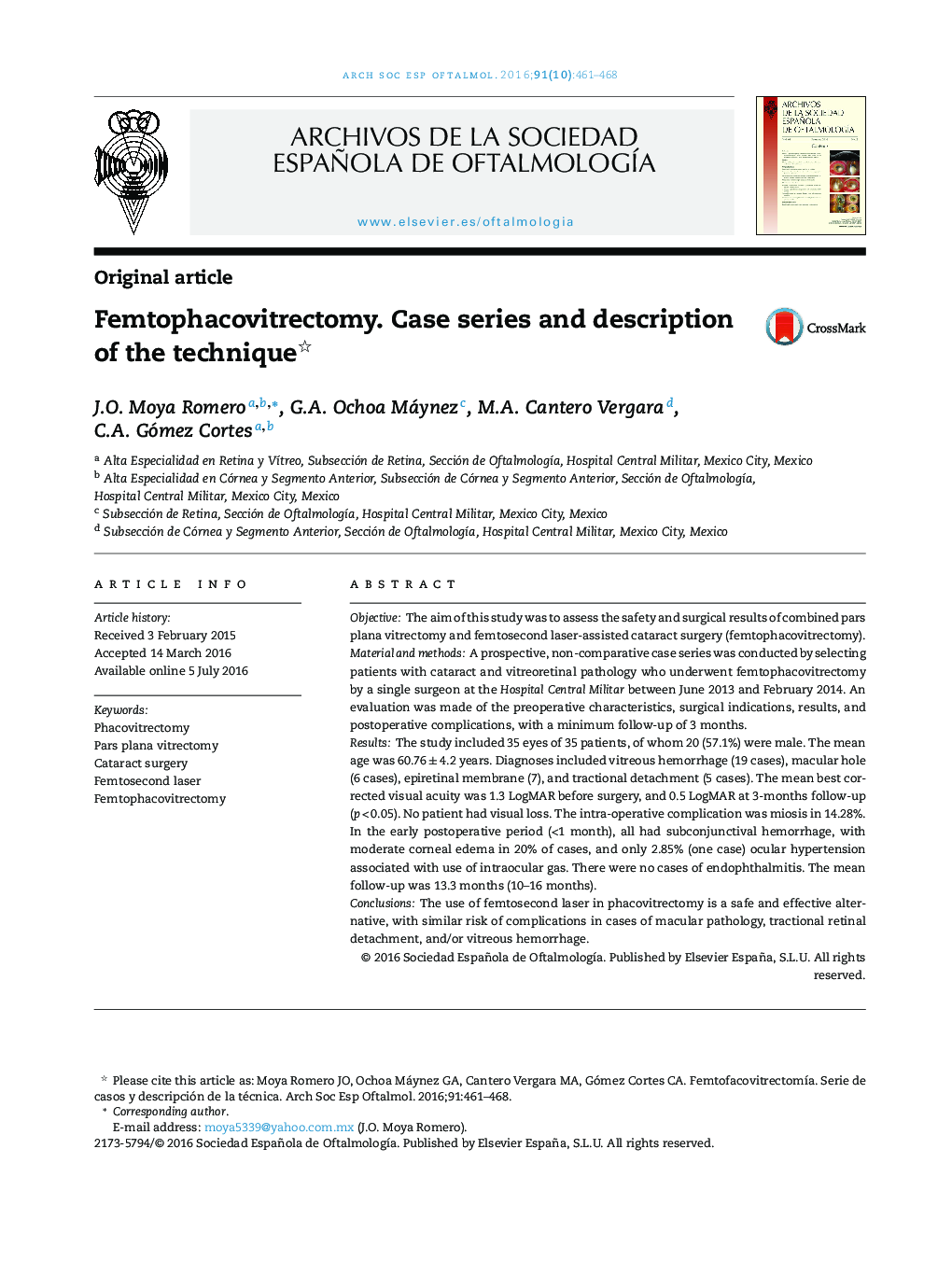 Femtophacovitrectomy. Case series and description of the technique