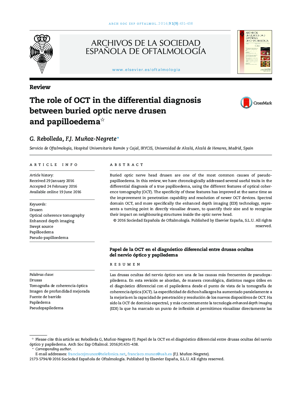 The role of OCT in the differential diagnosis between buried optic nerve drusen and papilloedema 