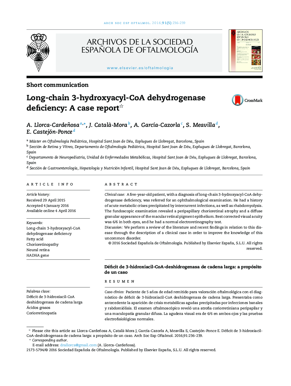 Long-chain 3-hydroxyacyl-CoA dehydrogenase deficiency: A case report 