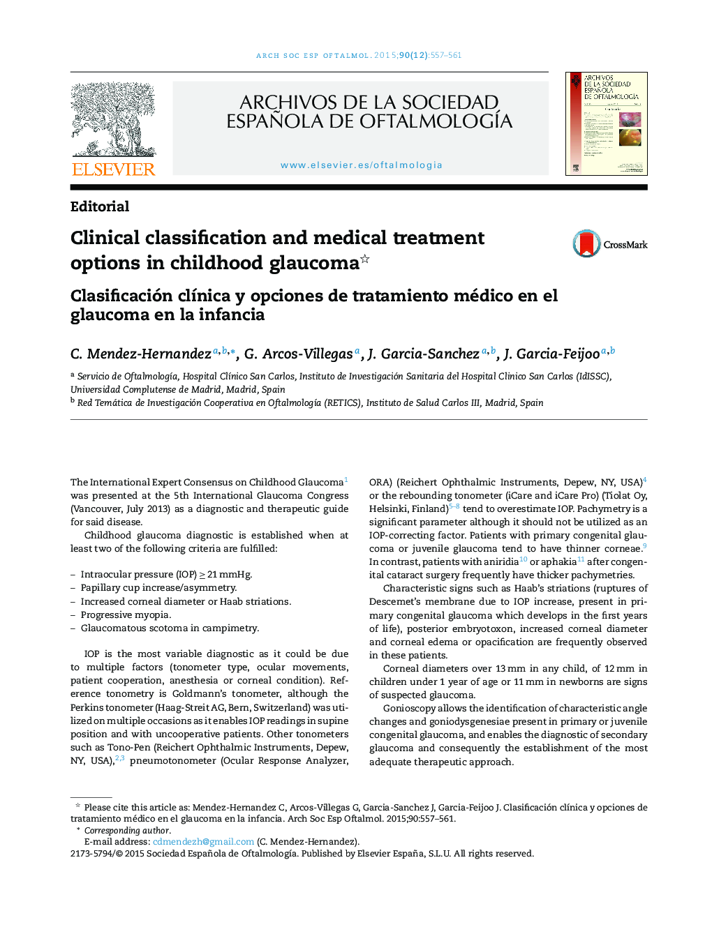 Clinical classification and medical treatment options in childhood glaucoma