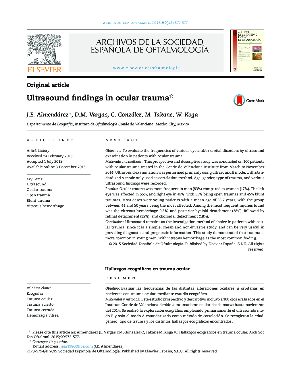 Ultrasound findings in ocular trauma 