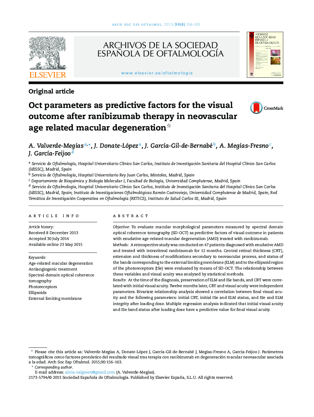 پارامترهای اوت به عنوان عوامل پیش بینی کننده برای نتیجه بصری پس از درمان رانییبیزوماب در دژنراسیون ماکولا مرتبط با سن نوزادان 