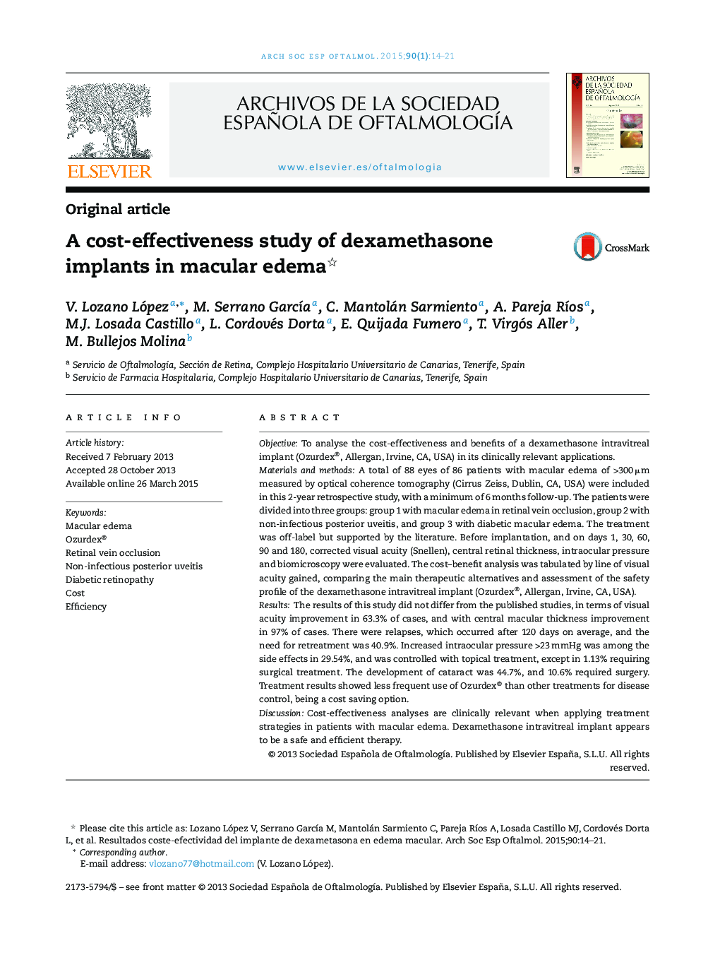 A cost-effectiveness study of dexamethasone implants in macular edema