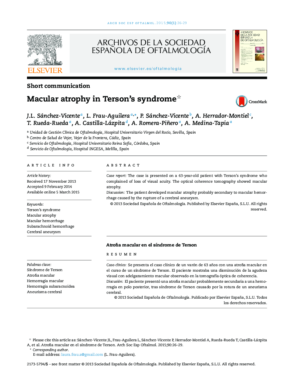 Macular atrophy in Terson's syndrome 