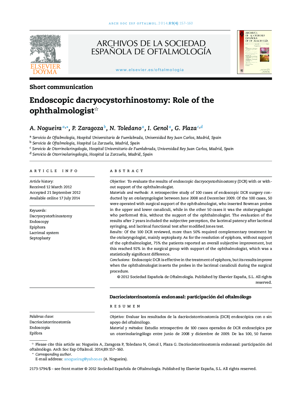 Endoscopic dacryocystorhinostomy: Role of the ophthalmologist 