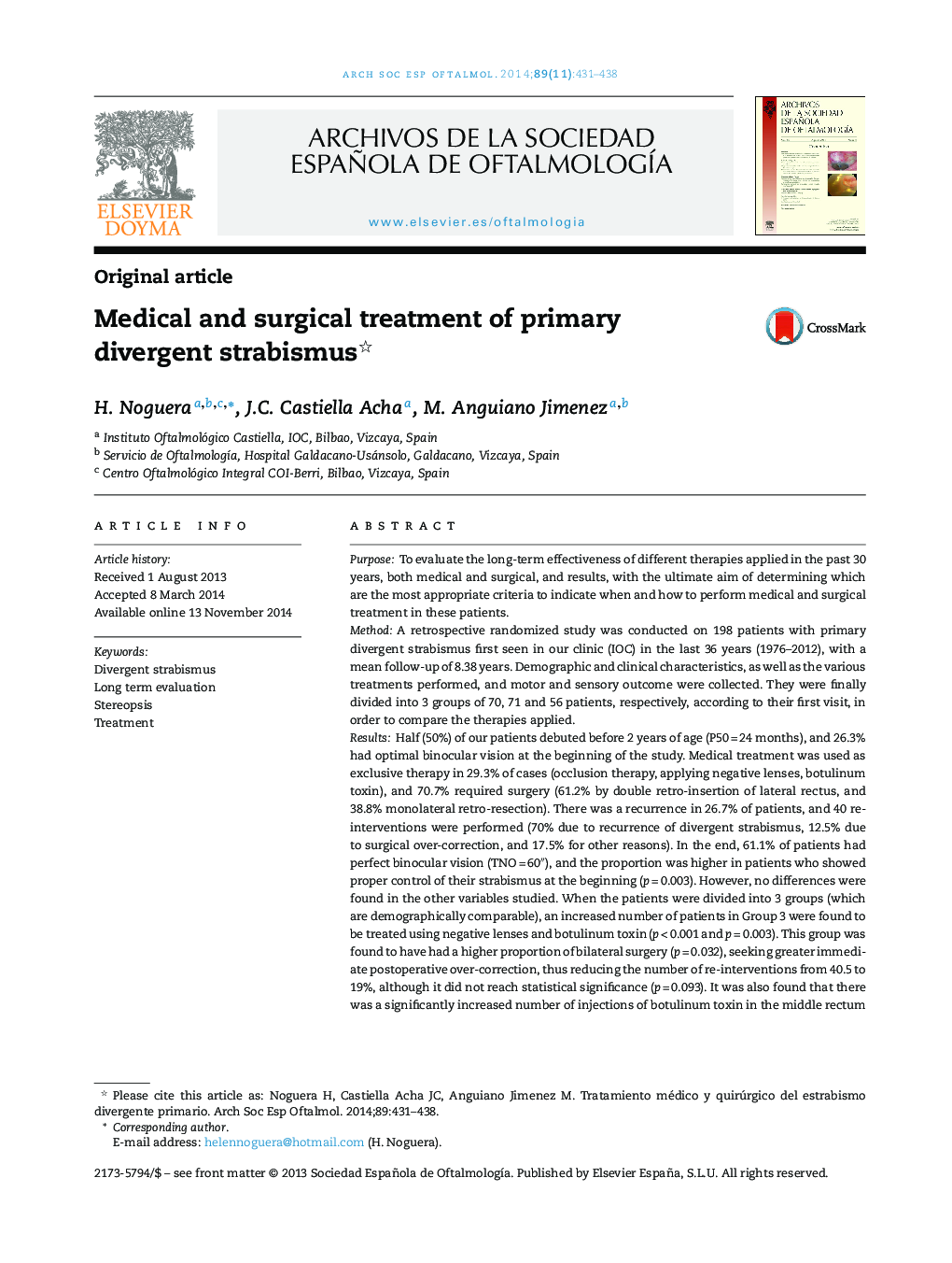 Medical and surgical treatment of primary divergent strabismus 