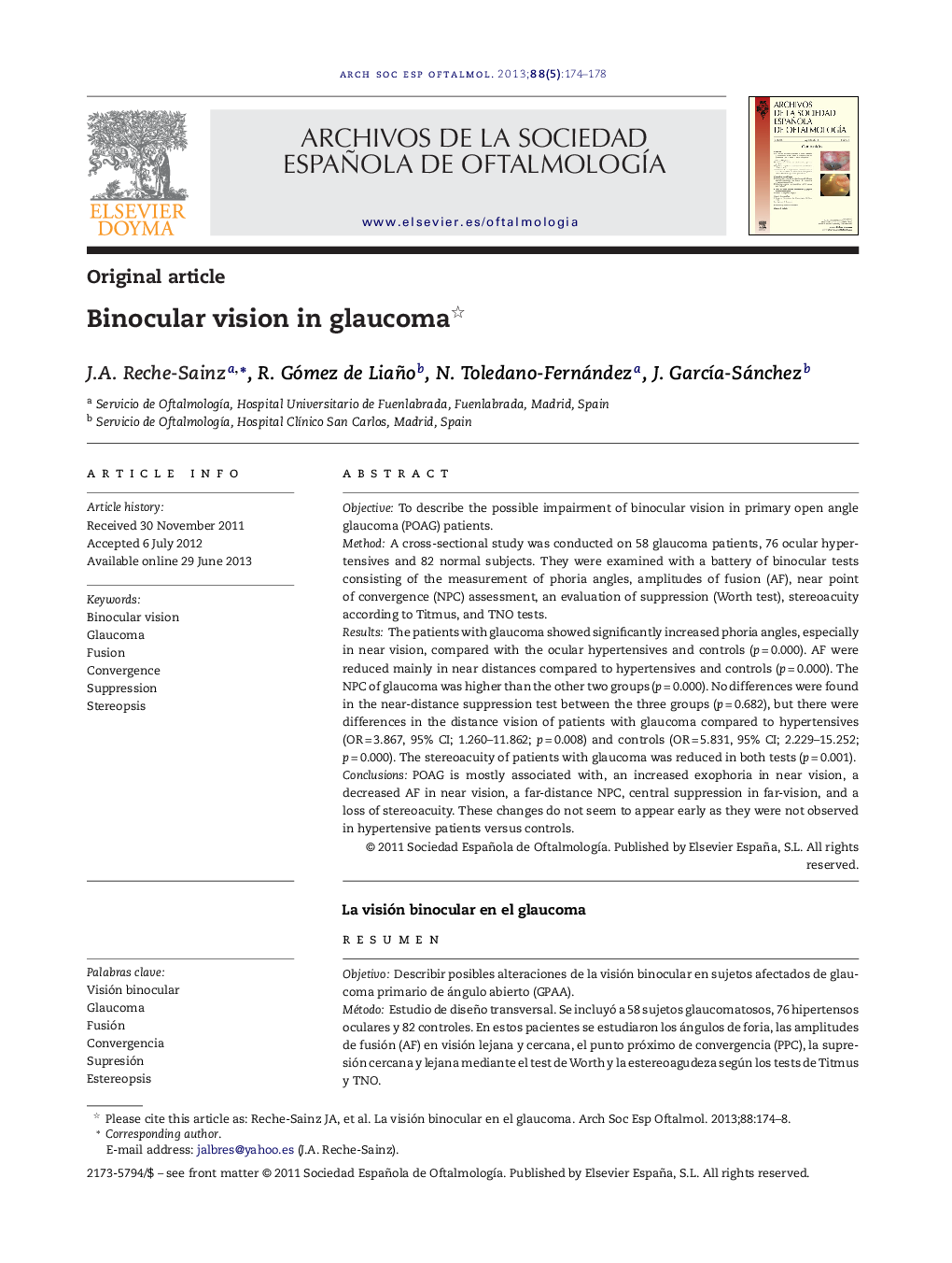 Binocular vision in glaucoma 