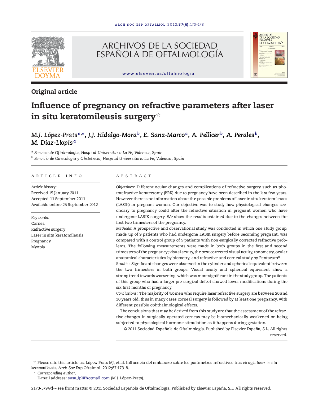 Influence of pregnancy on refractive parameters after laser in situ keratomileusis surgery 