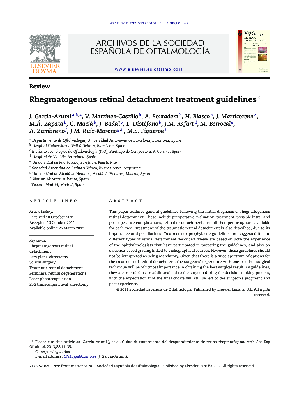 Rhegmatogenous retinal detachment treatment guidelines 