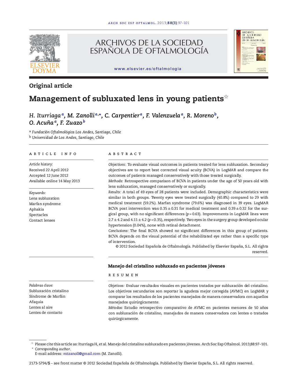 Management of subluxated lens in young patients 