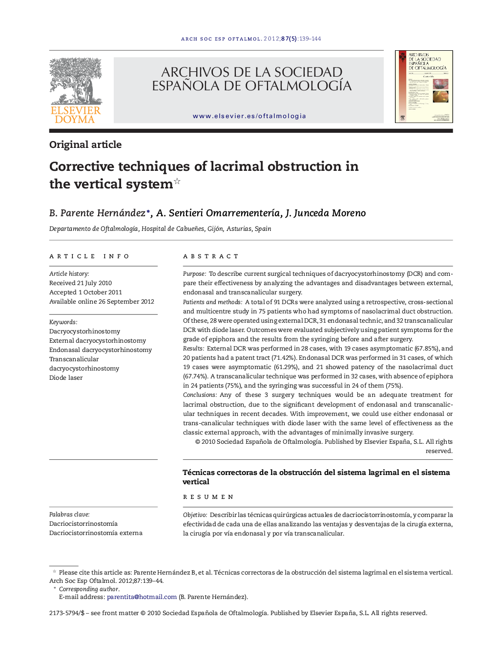 Corrective techniques of lacrimal obstruction in the vertical system 