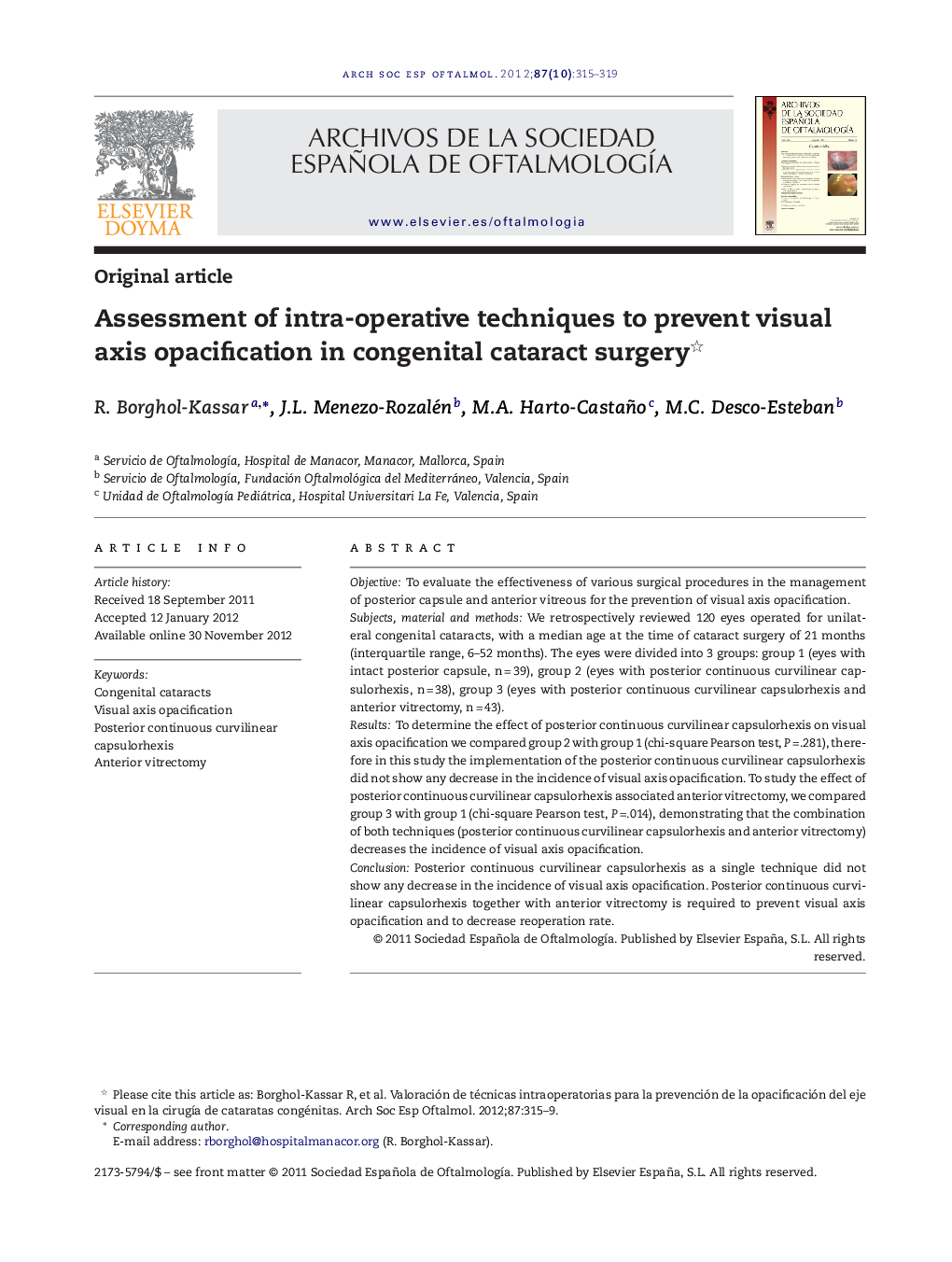 Assessment of intra-operative techniques to prevent visual axis opacification in congenital cataract surgery 