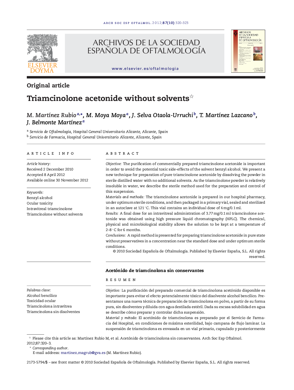 Triamcinolone acetonide without solvents 