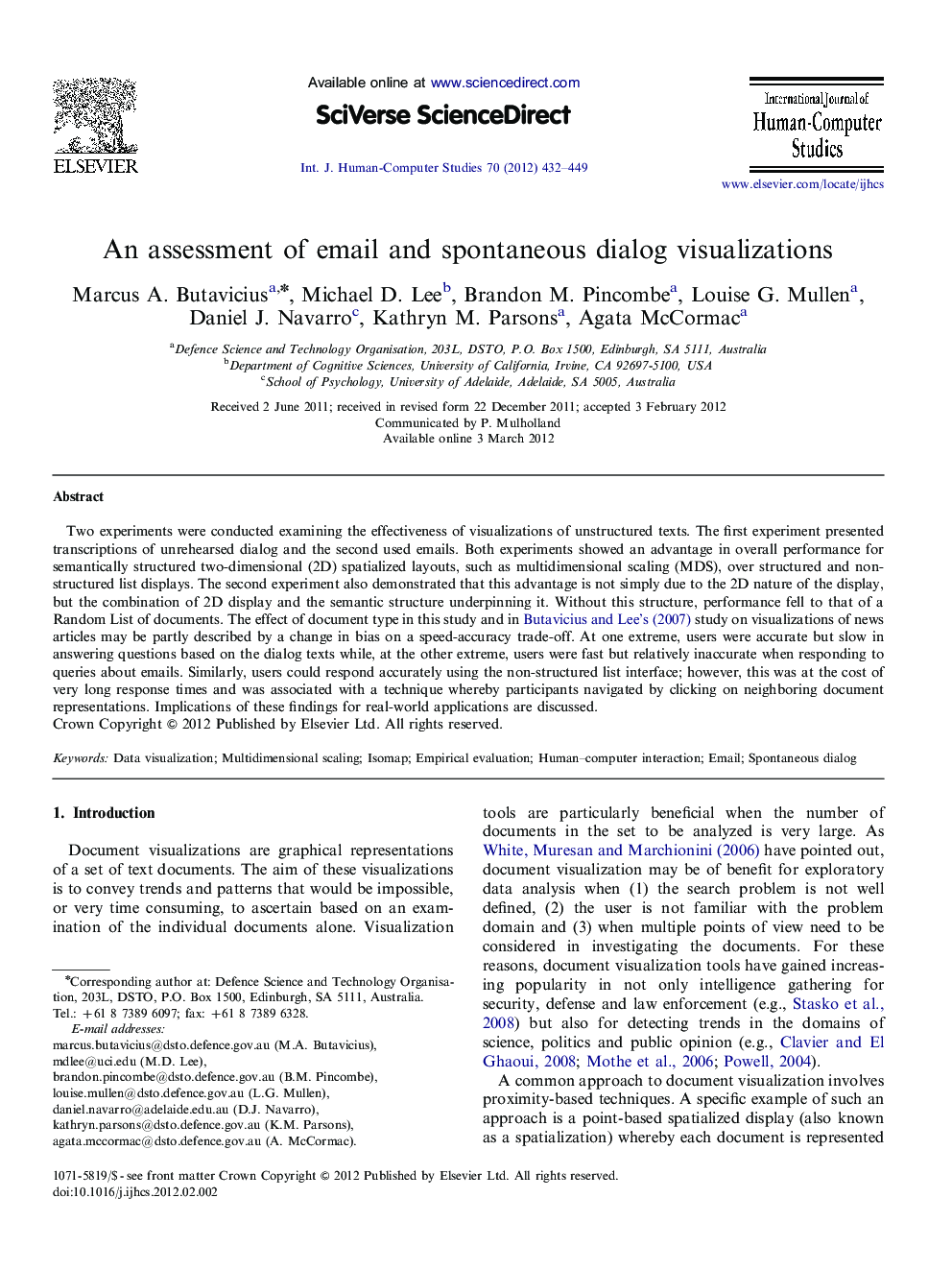 An assessment of email and spontaneous dialog visualizations