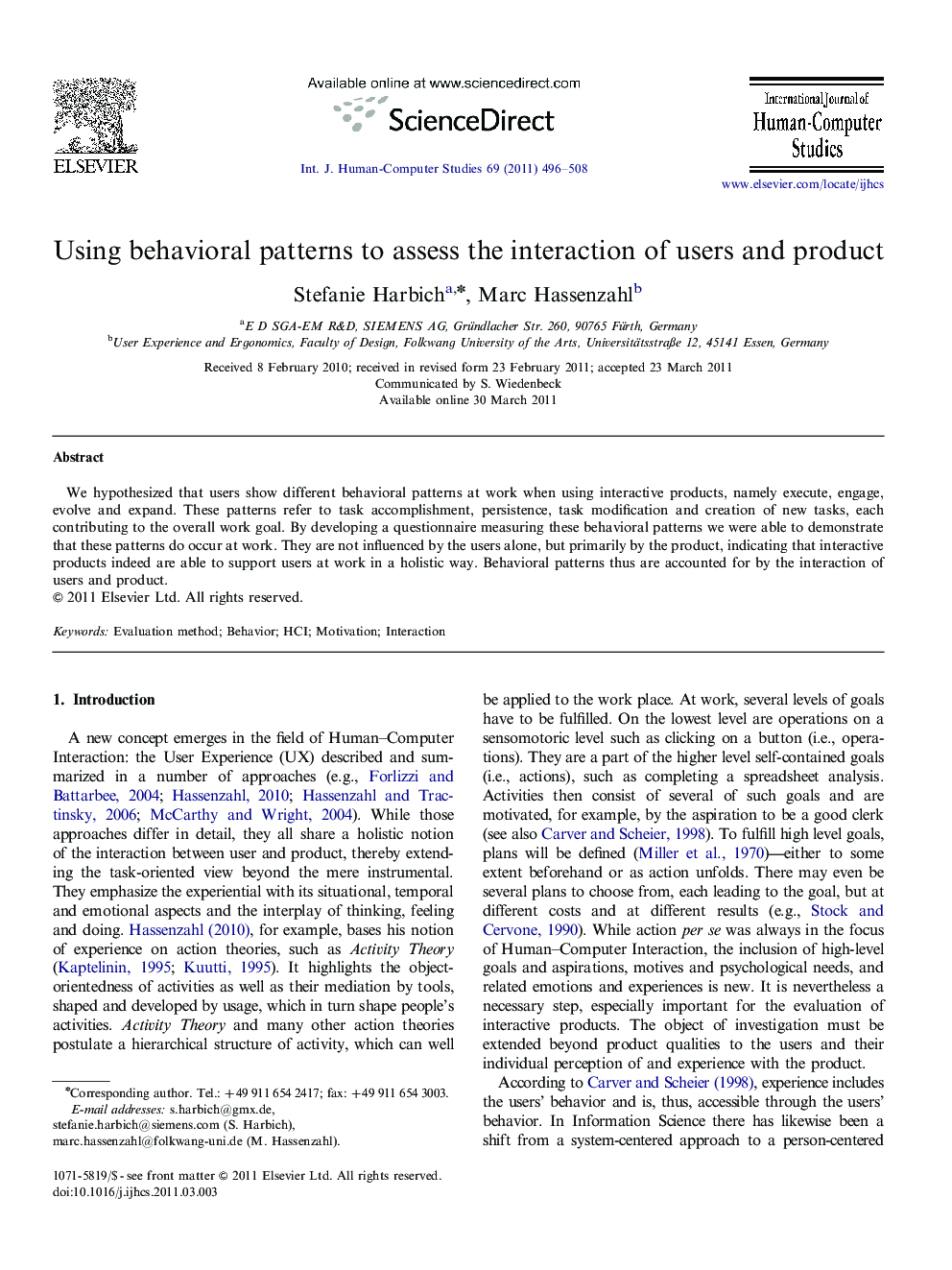 Using behavioral patterns to assess the interaction of users and product