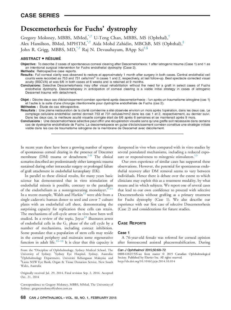 Descemetorhexis for Fuchs’ dystrophy