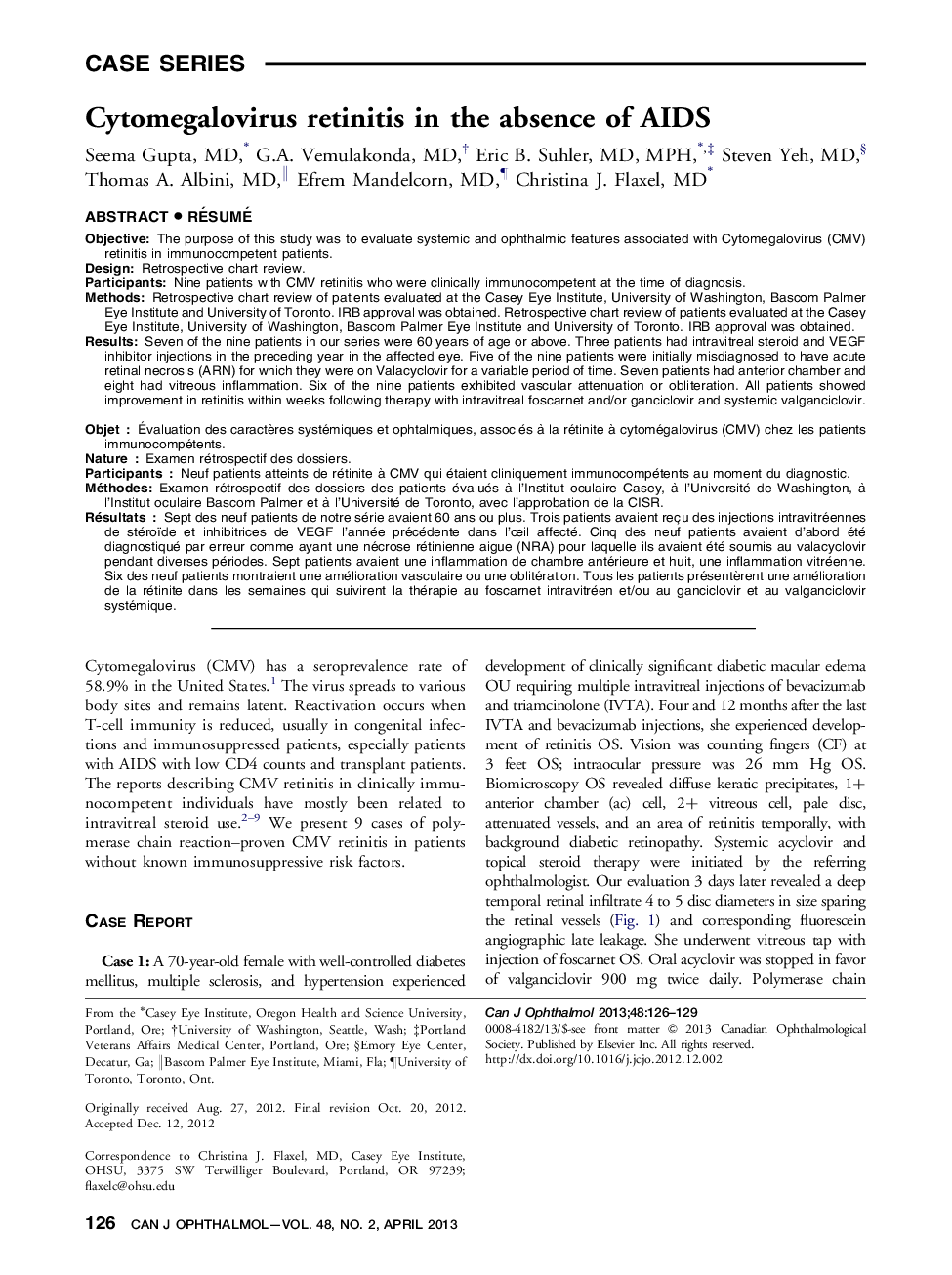 Cytomegalovirus retinitis in the absence of AIDS